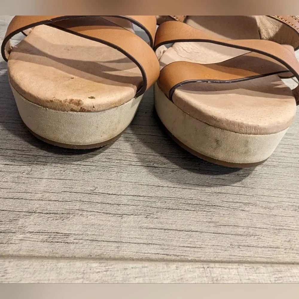 Tommy Bahama Kamea Cream Tan Wedge Sandals Size 8 B